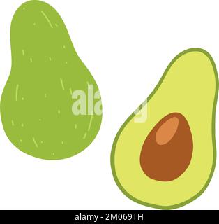 Ganze und ausgeschnittene Stimme im flachen Cartoon-Stil. Handgezeichnete Vektordarstellung von frischem Obst, gesundem Essen. Stock Vektor