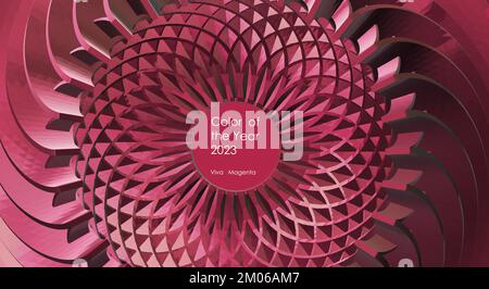 Moderner abstrakter Hintergrund in Magenta. Trendige kreative, abstrakte Designvorlage. Textfarbe des Jahres 2023 Viva Magenta. Minimalistisches Design. 3D Abbildung Stockfoto