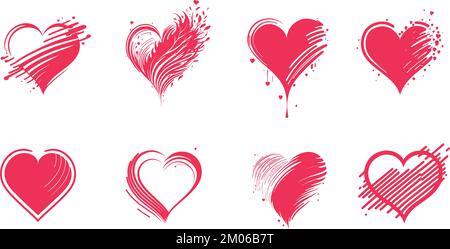 Satz von Vektorherzen, Liebe, Symbolen, Logovorlagen, Elementen Stock Vektor