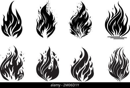 Vektorfeuer, Flammensymbole, Symbol, Zeichen Stock Vektor