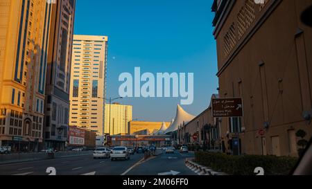 Blick auf die Stadt Sharjah, Hochhäuser Stockfoto