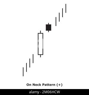 Muster Am Hals - Bullish - Weiß & Schwarz - Quadrat - Bullish Fortsetzung Japanisches Candlestick Muster - Doppelmuster Stock Vektor