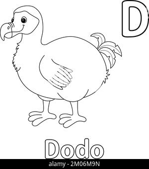 Dodo – Alphabet ABC – isolierte Farbgebung – Seite D. Stock Vektor