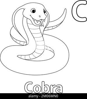 Cobra Animal Alphabet ABC Isolated Coloring Seite C Stock Vektor