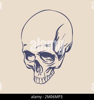 Realistischer Schädel für Tätowierung, Horrordesign. Symbol des Todes. Vektor-Clipart Stock Vektor