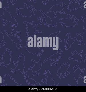 Handgezeichnetes Nahtmuster mit Dinosaurus. Perfekt für Kinderbekleidung, Textilien, Kindergarderobe. Vektordarstellung Stock Vektor