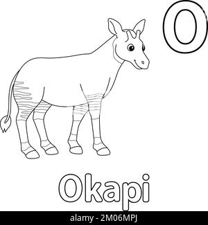 Okapi Tieralphabet ABC isolierte Farbgebung Seite O Stock Vektor