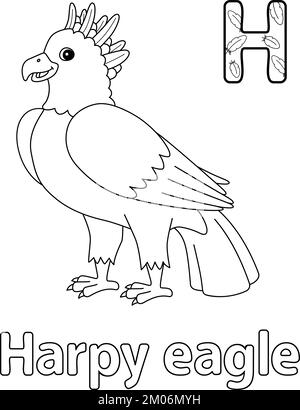 Harpyie Eagle Alphabet ABC Isolated Coloring Seite H Stock Vektor