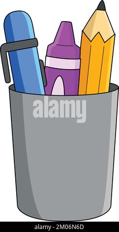 Tasse Bleistift Cartoon farbige Clipart-Illustration Stock Vektor