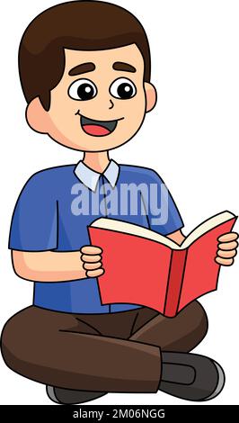 100. Schultag Schüler, die Buch lesen Clipart Stock Vektor