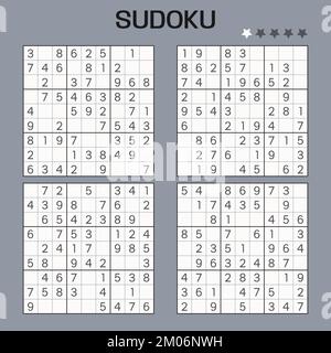 Satz von Vektor-Sudoku-Rätseln. Einfache Wasserwaage. Stock Vektor