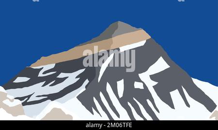 Mount Everest von der nepalesischen Seite aus gesehen von gokyo, Vektorbild, Mount Everest 8.848 m, Khumbu-Tal, Sagarmatha-Nationalpark, Nepal Himalaya mou Stock Vektor