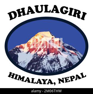 Abendliches Berggipfel des Mount Dhaulagiri Vektorlogo Stock Vektor