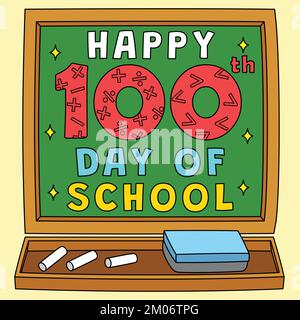 Happy 100. Day of School, farbiger Cartoon Stock Vektor