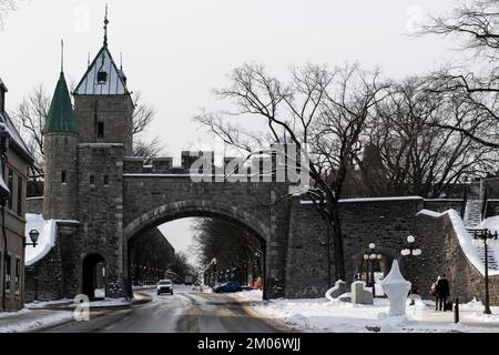 Das Saint-Louis-Tor in Quebec City Stockfoto