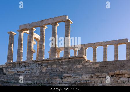 Kap Sounion (Tempel des Poseidon) an der Südspitze Griechenlands Stockfoto