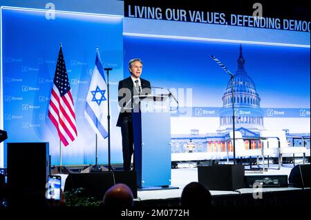 Washington, Usa. 04.. Dezember 2022. USA Außenminister Antony Blinken spricht auf der 2022 J Street National Conference im Omni Shoreham Hotel in Washington, DC. Kredit: SOPA Images Limited/Alamy Live News Stockfoto