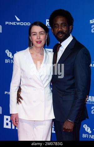 London, Großbritannien. 04.. Dezember 2022. Olivia Williams und Rhashan Stone nahmen am 04. Dezember 25. 2022 an den British Independent Film Awards 2022 in Old Billingsgate in London, England, Teil. Foto: Aurore Marechal/ABACAPRESS.COM Kredit: Abaca Press/Alamy Live News Stockfoto