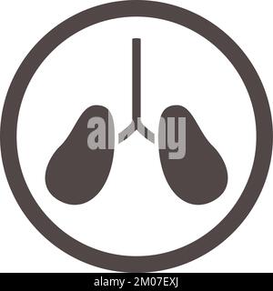 Schwarzes Lungensymbol. Rundes Symbol für das Atmungssystem Stock Vektor