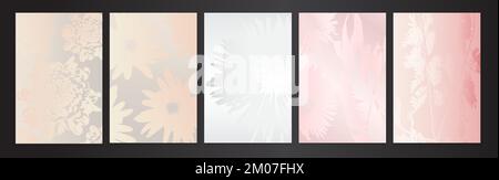 Set Mit Hellen Pastelltönen Und Blumenmotiven. Blume Texture Kollektion Stock Vektor