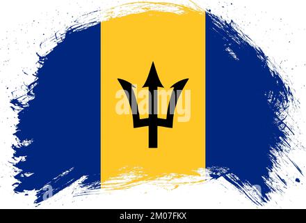 Strichpinsel-gestrichene Flagge von barbados auf weißem Hintergrund Stockfoto