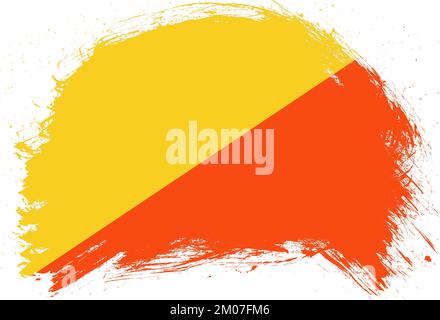 Mit einem Pinsel bemalte Flagge von bhutan auf weißem Hintergrund Stockfoto