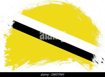 Mit einem Pinsel bemalte brunei-Flagge auf weißem Hintergrund Stockfoto