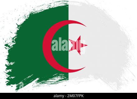 Mit einem Streichpinsel gemalte algerische Flagge auf weißem Hintergrund Stockfoto