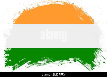 Mit einem Pinsel bemalte indische Flagge auf weißem Hintergrund Stockfoto