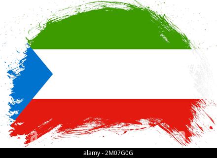 Strichpinsel-gestrichene Flagge von Äquatorialguinea auf weißem Hintergrund Stockfoto