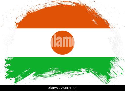 Mit einem Pinsel bemalte Flagge von niger auf weißem Hintergrund Stockfoto