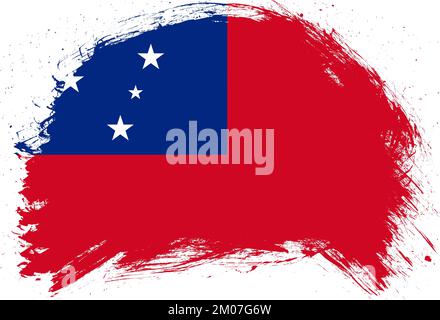 Mit einem Pinsel bemalte Flagge von samoa auf weißem Hintergrund Stockfoto