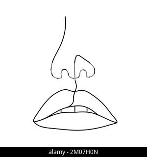 Elegante weibliche Lippen-Silhouette. Logo für permanenten Master. Handgezeichnetes Frauengesicht. Abstrakte Vektordarstellung in einem Linienstil. Schönheit Stock Vektor