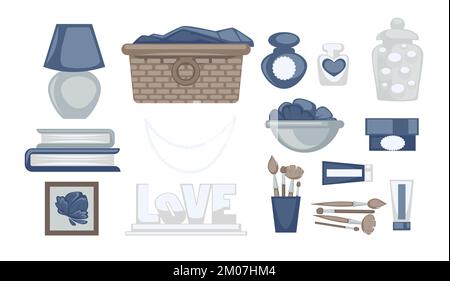 Innendesign, Statuette und Vase Stock Vektor