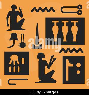 Ägyptische Symbole und Zeichen, alte Hieroglyphen Stock Vektor