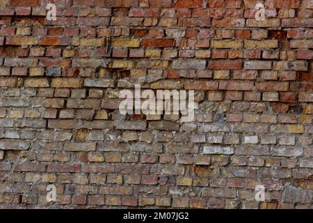 Alte Steinmauer, Nahaufnahme. Hintergrundtextur. Stockfoto