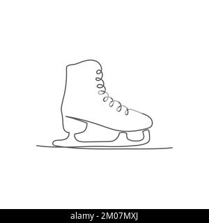 Schlittschuh-Kordelzug mit einer Linie auf weißem Hintergrund Stock Vektor