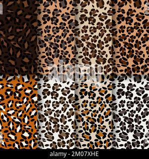 Design-Set mit Leopardenmuster und Vektorgrafiken. Stock Vektor