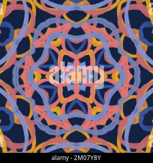 Eine abstrakte bunte, geometrische Blumenmuster, Mosaik, Geo-Kachel mit dünnen Linien Stock Vektor