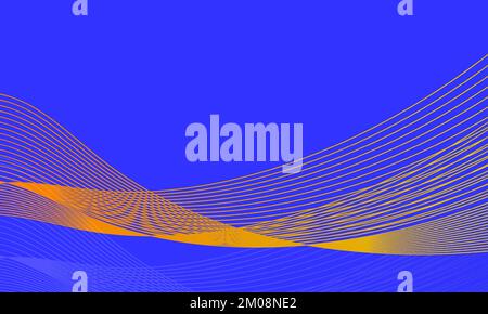 Eine Vektordarstellung einer orangefarbenen Kurve auf blauem Hintergrund Stock Vektor