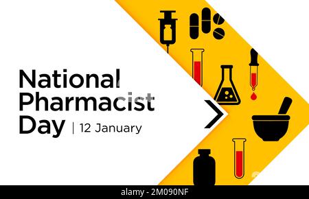 Der National Pharmacist Day wird jedes Jahr am 12. Januar begangen, der Tag konzentriert sich auf die Bedeutung von Apothekern und ehrt, wie sehr sie unsere beeinflussen Stock Vektor