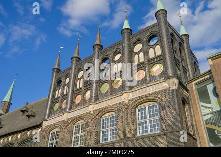 Neues Gemach, Rathaus, Markt, Lübeck, Schleswig-Holstein, Deutschland Stockfoto