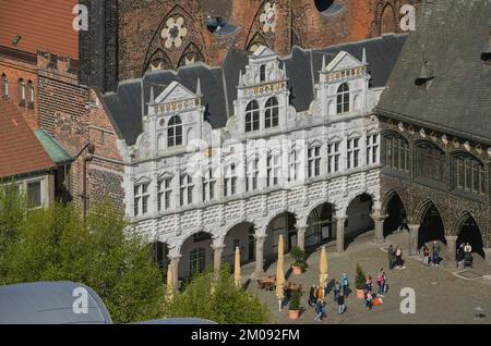 Renaissancelaube, Rathaus, Markt, Lübeck, Schleswig-Holstein, Deutschland Stockfoto