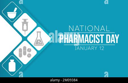 Der National Pharmacist Day wird jedes Jahr am 12. Januar begangen, der Tag konzentriert sich auf die Bedeutung von Apothekern und ehrt, wie sehr sie unsere beeinflussen Stock Vektor