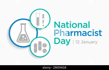 Der National Pharmacist Day wird jedes Jahr am 12. Januar begangen, der Tag konzentriert sich auf die Bedeutung von Apothekern und ehrt, wie sehr sie unsere beeinflussen Stock Vektor