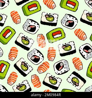 Vector Cute Sushi-Hintergrundmuster Stock Vektor