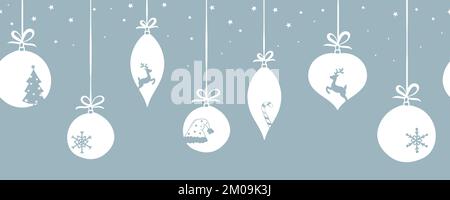 Niedliches, handgezeichnetes, nahtloses Weihnachtsdesign, horizontales Layout, ideal für Banner, Tapeten, Einladungen, Karten - Vektordesign Stock Vektor