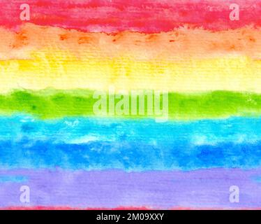 Farbenfrohes, nahtloses Regenbogenmuster. Handgezeichneter, wasserfarbener Hintergrund mit flüssigen Farben. Stockfoto
