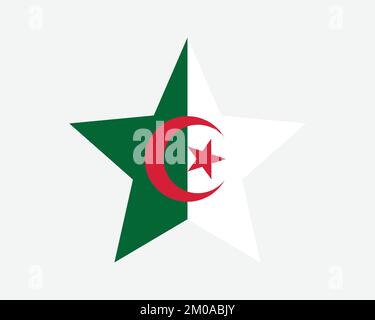 Sternflagge Algerien. Algerische Sternform-Flagge. Symbol für länderspezifisches Banner Symbol Vektor 2D flache Druckvorlagen Grafik Stock Vektor