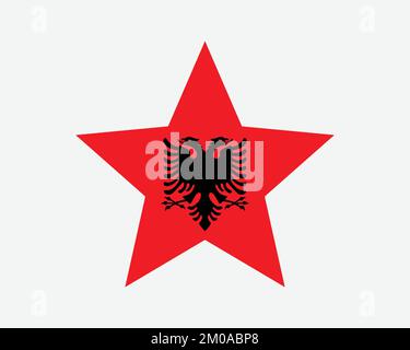 Albanische Sternflagge. Albanische Sternform. Symbol für länderspezifisches Banner Symbol Vektor 2D flache Druckvorlagen Grafik Stock Vektor